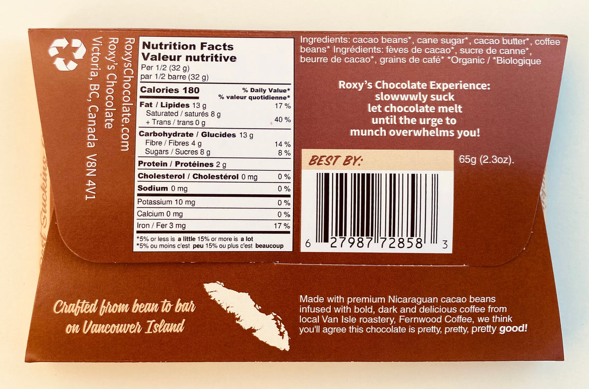 Roxy's Americano Chocolate Bar Roxy's Chocolate